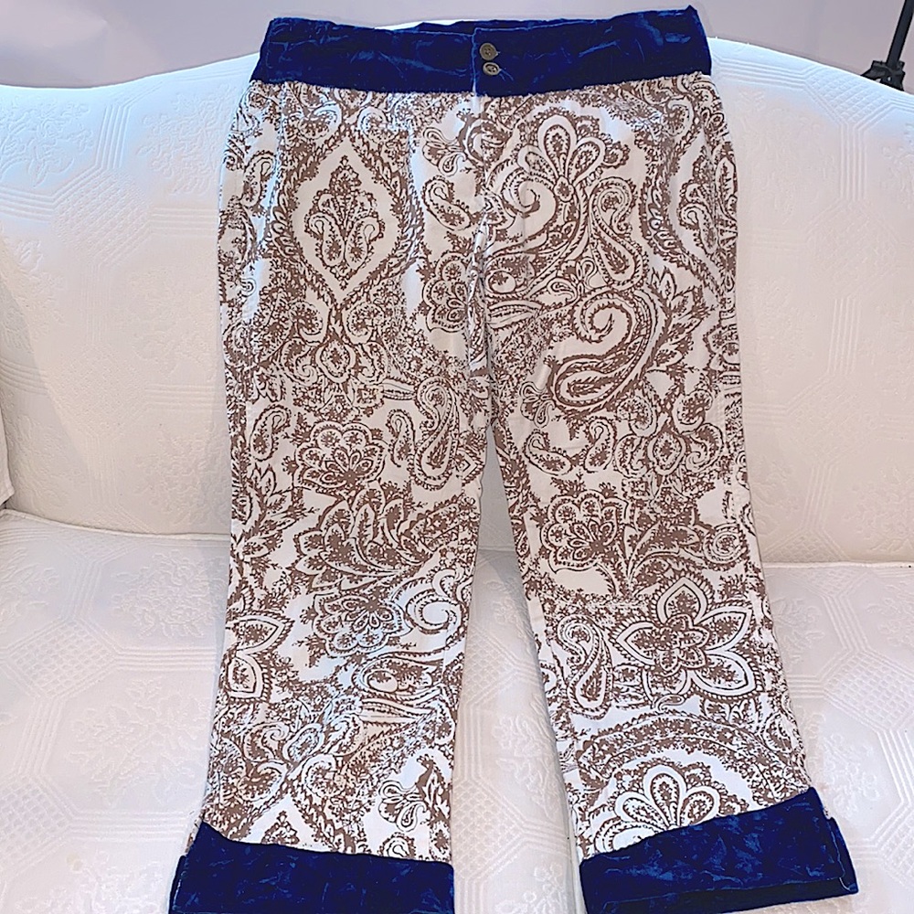 Upcycled GAP paisley crush velvet Capri pants